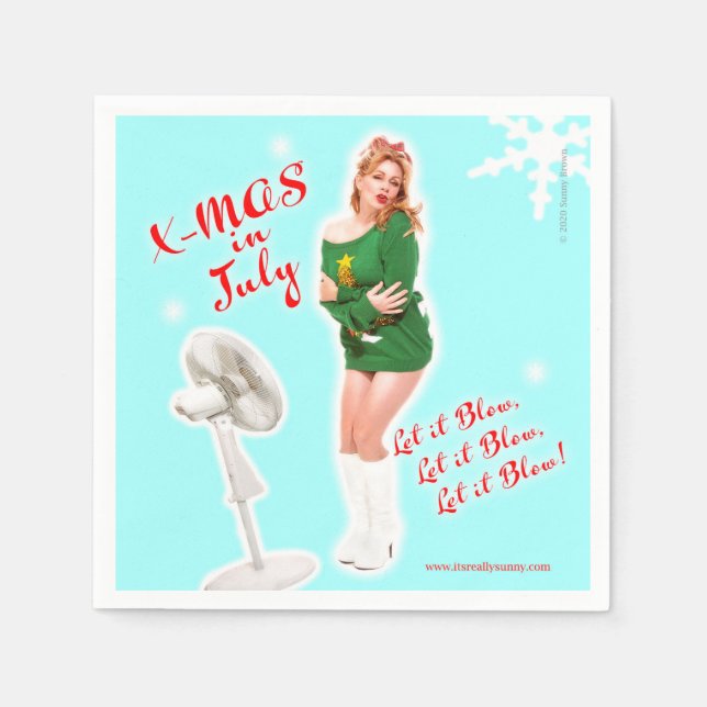 Servilleta De Papel Navidades de estilo retro en julio con servilletas (Anverso)