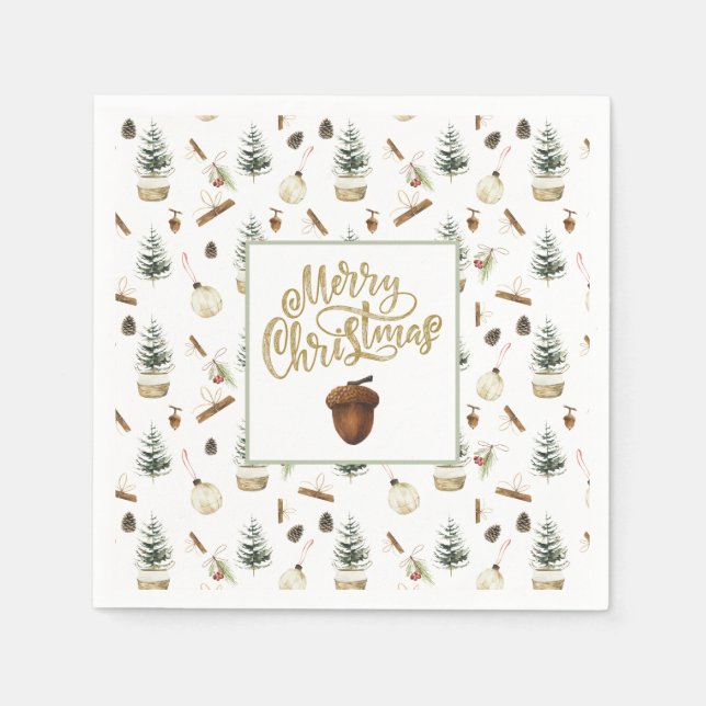 Servilleta De Papel Navidades de Eucalyptus Acorns (Anverso)