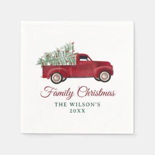 Servilleta De Papel Navidades de familia Camión de recogida Antiguo Ár