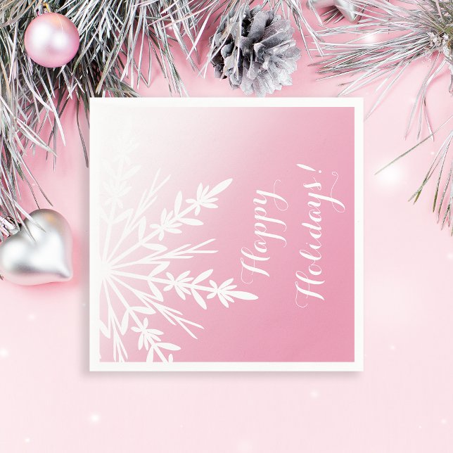 Servilleta De Papel Navidades de feriados felices rosados con copo de  (Subido por el creador)