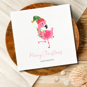 Servilleta De Papel Navidades de flamenco rosado moderno