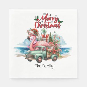 Servilleta De Papel Navidades de Flamingo en julio en la playa