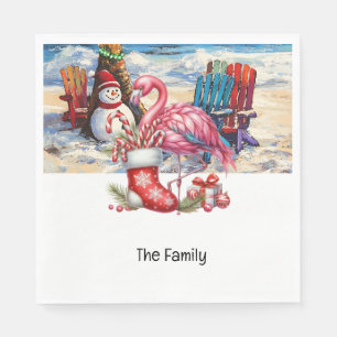 Servilleta De Papel Navidades de Flamingo en julio en la playa