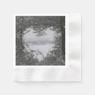 Servilleta De Papel Navidades de foto de corazón de Nieve de amor blan