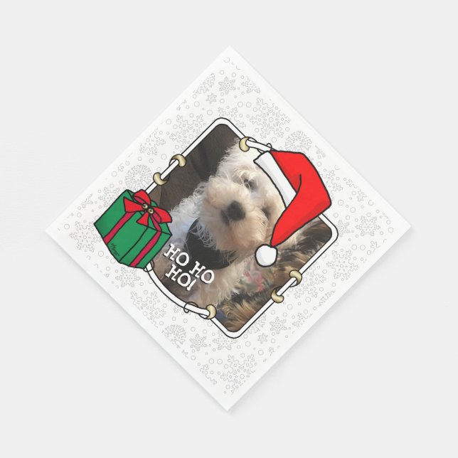 Servilleta De Papel Navidades de fotografía personalizado Santa Hat Ma (Esquina)