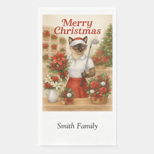 Servilleta De Papel Navidades de Gato Golfer temática para amante de l (Anverso)