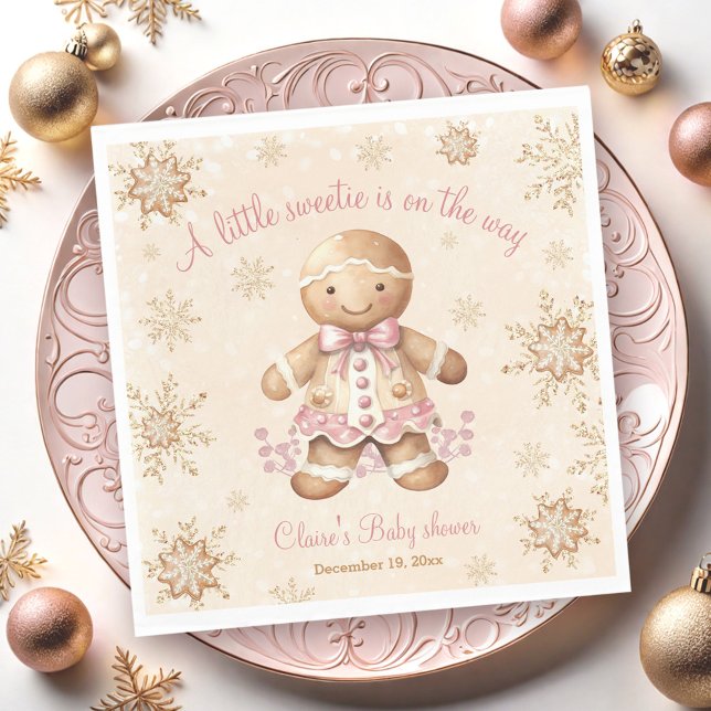 Servilleta De Papel Navidades de Gingerbread Little Sweetie Baby Showe (Gingerbread Little Sweetie Christmas Baby Shower Napkins)