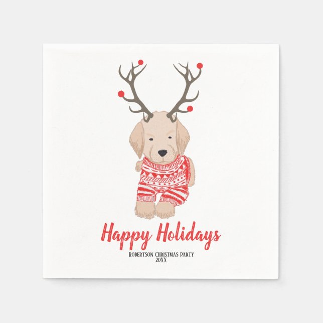 Servilleta De Papel Navidades de Goldern Retriever Personalizado de Sw (Anverso)