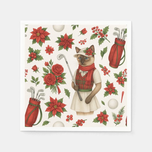 Servilleta De Papel Navidades de golf con equipo de golf (Anverso)