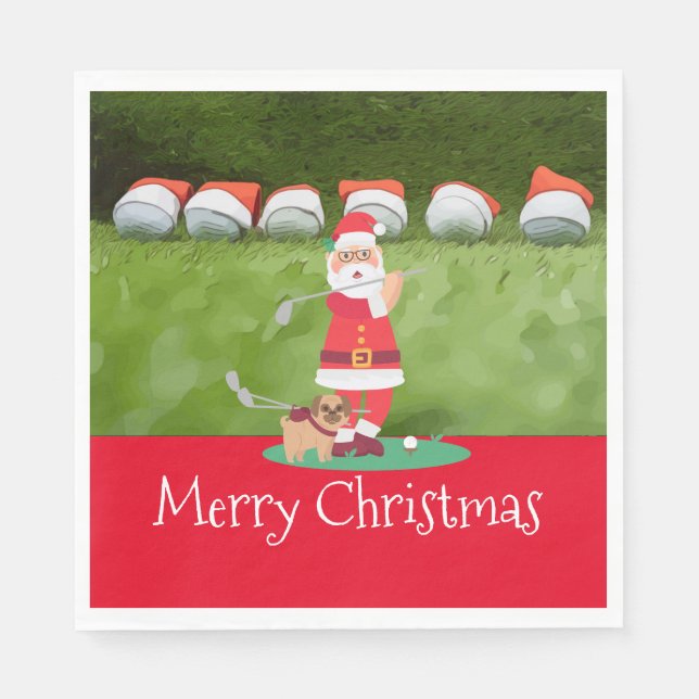 Servilleta De Papel Navidades de golf con Santa Claus (Anverso)