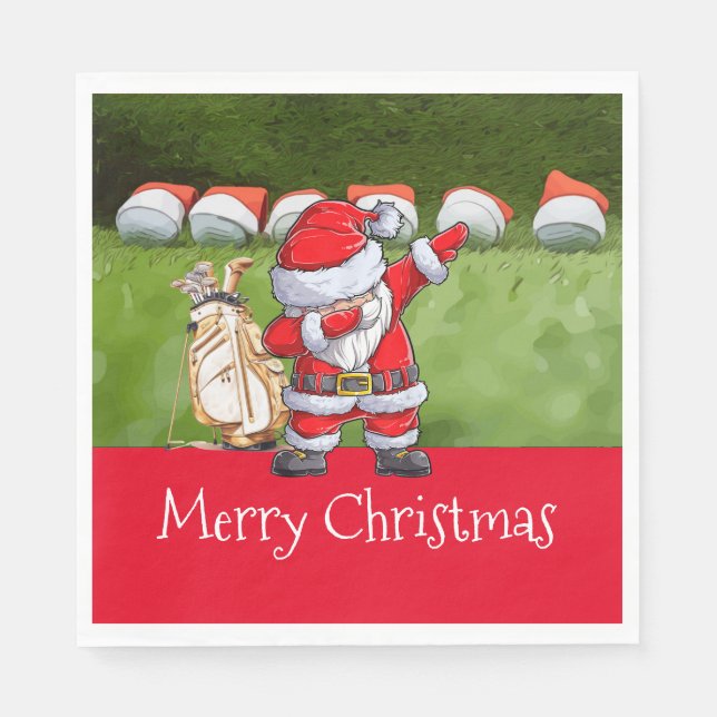 Servilleta De Papel Navidades de golf con Santa Claus (Anverso)