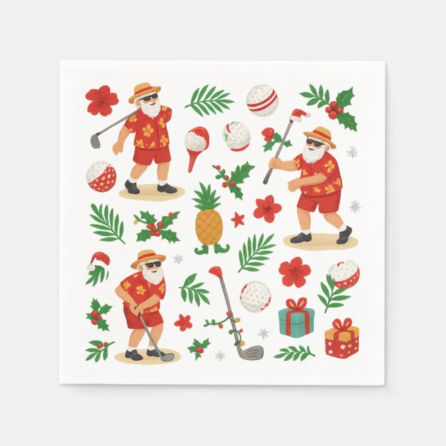 Servilleta De Papel Navidades de golf Summer July Hawaii (Anverso)
