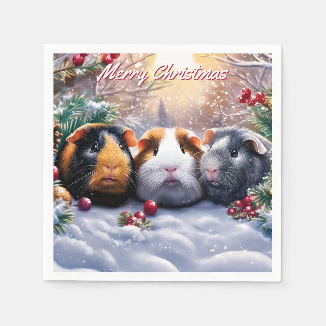 Servilleta De Papel Navidades de Guinea Pigs Winter Wonderland (Anverso)