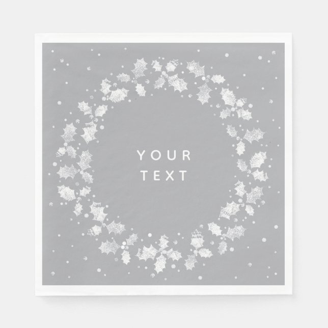 Servilleta De Papel Navidades de guirnaldas grises y blancas (Anverso)