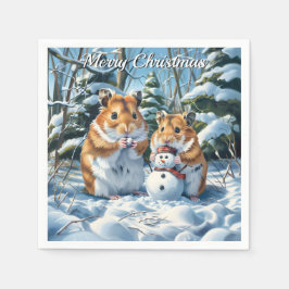 Servilleta De Papel Navidades de Hamsters y Snowman
