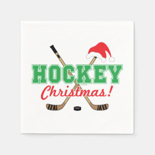 Servilleta De Papel Navidades de hockey pegan a Santa Hat