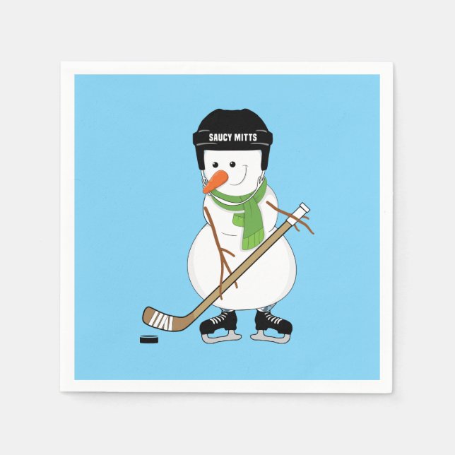 Servilleta De Papel Navidades de Hockey Snowman (Anverso)