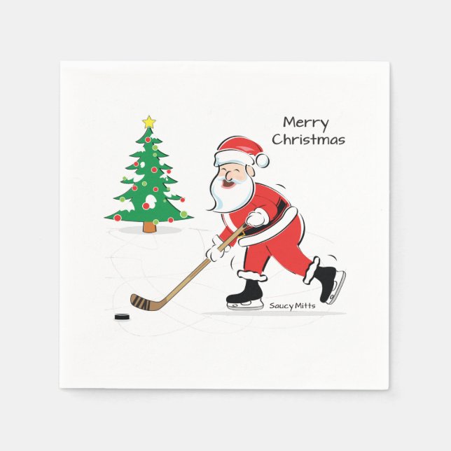 Servilleta De Papel Navidades de hockey sobre hielo (Anverso)