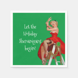 Servilleta De Papel Navidades de Holiday Shenanigans Retro Pinup