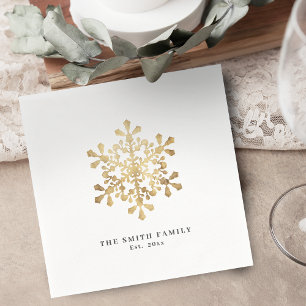 Servilleta De Papel Navidades de imitación de oro de copos de nieve ar