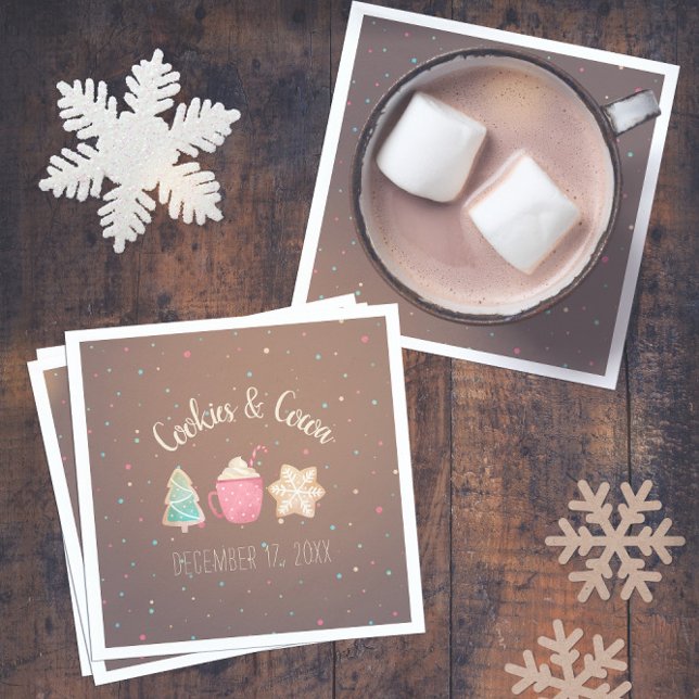 Servilleta De Papel Navidades de intercambio de cookies navideñas - co (Holiday Cookie Swap Party Christmas Cookies+Cocoa Napkins
)