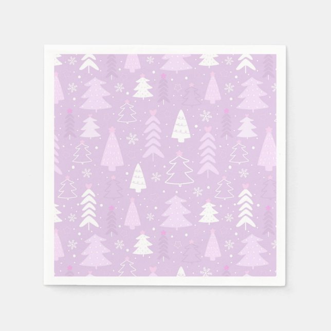 Servilleta De Papel Navidades de invierno de árboles violeta morado to (Anverso)