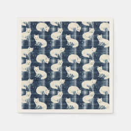 Servilleta De Papel Navidades de invierno de la Fox Ártica Tartán Patr