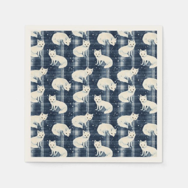 Servilleta De Papel Navidades de invierno de la Fox Ártica Tartán Patr (Anverso)