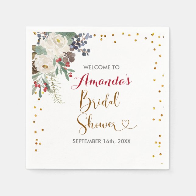 Servilleta De Papel Navidades de invierno Floral Ducha nupcial (Anverso)