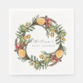 Servilleta De Papel Navidades de invierno modernos Wreath Baby Shower