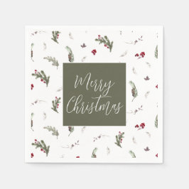 Servilleta De Papel Navidades de invierno Napkins Green White Burgundy