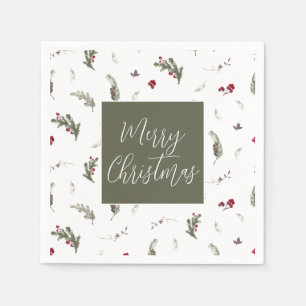 Servilleta De Papel Navidades de invierno Napkins Green White Burgundy