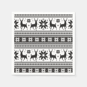 Servilleta De Papel Navidades de invierno Patrón de copo de nieve negr