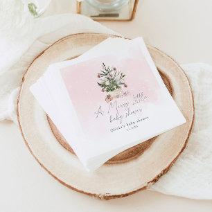 Servilleta De Papel Navidades de invierno rosados Una pequeña ducha al