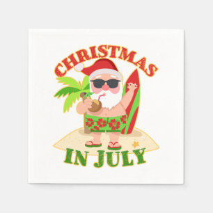 Servilleta De Papel Navidades de Julio Santa con Surfboard
