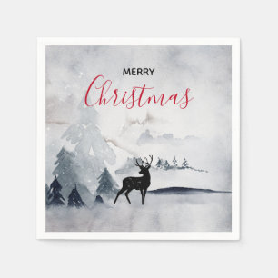 Servilleta De Papel Navidades de la acuarela gris y salvaje