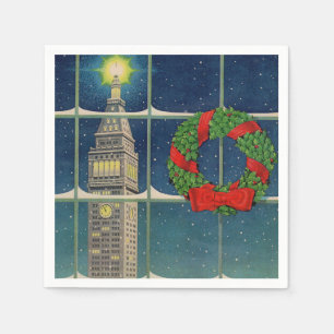 Servilleta De Papel navidades de la ciudad de los años 50