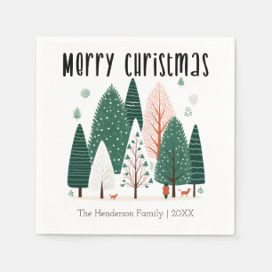 Servilleta De Papel Navidades de la familia Cute Winter Woodland Pine 