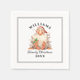 Servilleta De Papel Navidades de la familia Retro Santa con nombre y a