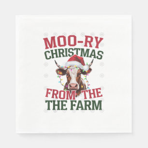 Servilleta De Papel Navidades De La Granja Cow Moo-ry Navidades