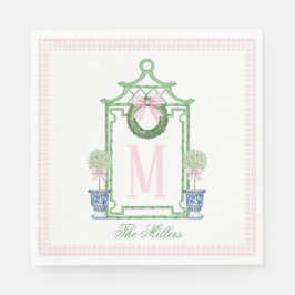 Servilleta De Papel Navidades de la Preppy Chinoiserie Monograma Pagod