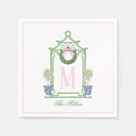 Servilleta De Papel Navidades de la Preppy Chinoiserie Monograma Pagod