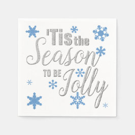 Servilleta De Papel Navidades de la temporada Plata azul de copo de ni