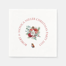 Servilleta De Papel Navidades de la Vibe alegres flores y ramo de manz
