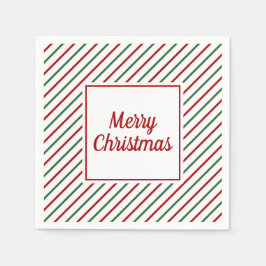 Servilleta De Papel Navidades de las franjas rojas verdes festivas