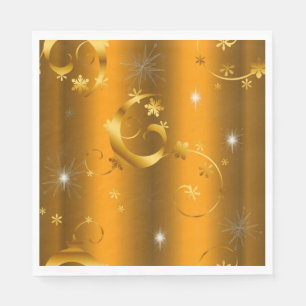 Servilleta De Papel Navidades de lujo Gold Swirls y Stars