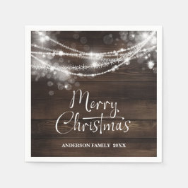 Servilleta De Papel Navidades de Madera Rustic String Lights