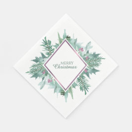 Servilleta De Papel Navidades de marco violáceos de cereza rosada de f