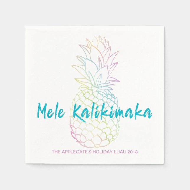 Servilleta De Papel Navidades de Mele Kalikimaka Pineapple Hawaiian Lu (Anverso)