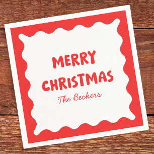 Servilleta De Papel Navidades de Moda de Personalizados blancos y rojo